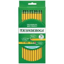Ticonderoga Wood-Cased Pencils, Unsharpened, 2 12 Count (Pack of 1), Yellow 