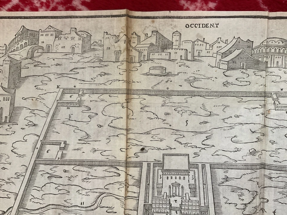 RAREZA REAL 1568, mapa genuino de Oriente Medio, templo de Ezequial por Vincencio Foto 2 de 4
