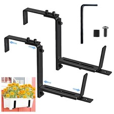 2pcs Trough Pot Hanging Adjustable Hooks Rail Balcony Planter Holder Brackets uk