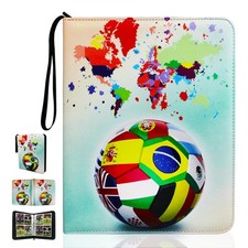 Football Card Binder 4 Pocket Fits 400 Cards with 50 9 Pocket, Soccer-W 