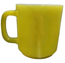 Vintage Glasbake Milk Glass Retro Coffee Mug Bright Yellow Mid Century Modern 