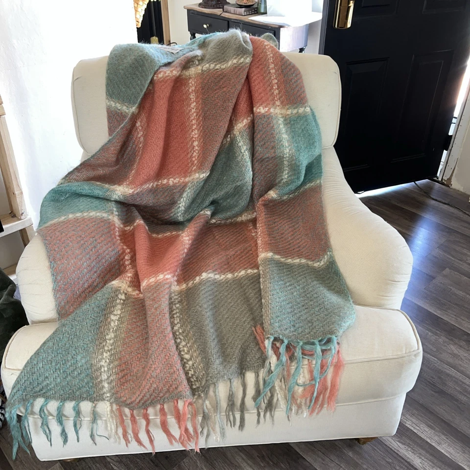 "Manta tejida a mano Churchill Weavers borgoña de colección etiqueta original 46X70"" (D3)" Foto 2 de 4