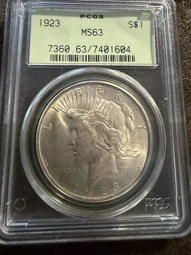 1923 Peace Silver Dollar $1 PCGS MS63 OGH Old Green Holder