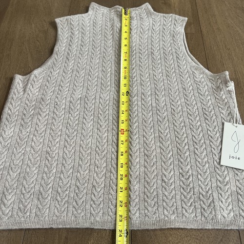 JOIE Women's XL 100% Two Fly Cashmere Mock Neck Cable Knit Vest Camel Tan New - Picture 6 of 10