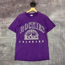 Vintage Colorado Rockies Shirt Men's Purple S USA Made Graphic Shirt 90s 0820