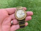 Vintage 1970s Timex Automatic Mens Mechanical Watch Gold Tone RUNS WELL Day Date