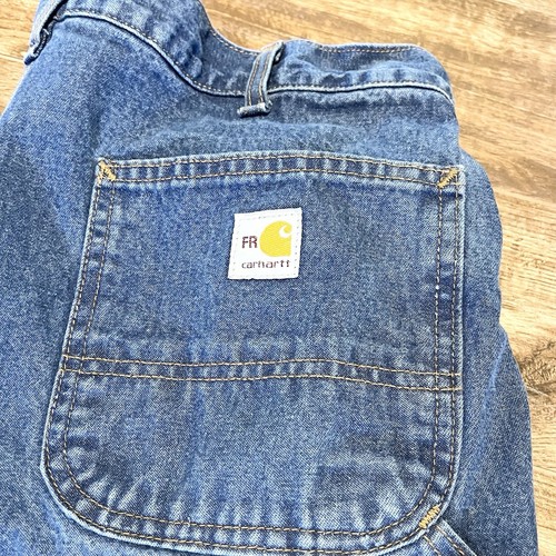 Pantalones de mezclilla Carhartt FR para hombre 34X32 azul carpintero ropa de trabajo americana resistente al fuego - Imagen 2 de 13