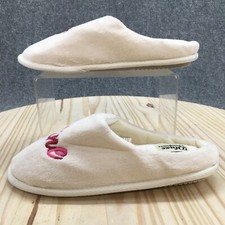 Dluxe by Dearfoams Slippers Womens 5-6 Mules White Comfort Be Mine Slip On