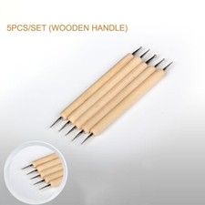5x Cuero Artesanía Doble Extremo Lápiz de Rastreo Mango de Madera Punto de Modelado HERRAMIENTA HÁGALO USTED MISMO