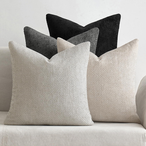 Pack of 4 Couch Throw Pillow Covers 18X18 Inch Neutral Cream/Grey Soft Decorativ - Picture 11 of 12
