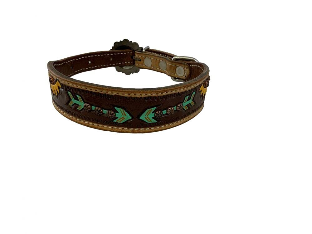 Showman Couture Sunflower Arrow Design Leather Dog Collar
