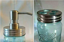 SOAP PUMP DISPENSER KIT ~ Mason Jar Toothbrush Lid STAINLESS Steel~ HIGH QUALITY