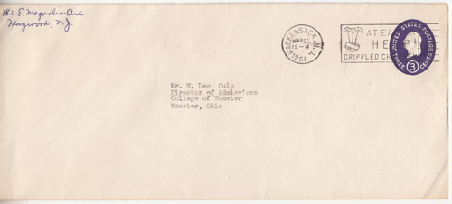 USA 1954 Easter Help Crippled Children Slogan Cancel. Letter New Jersey - Ohio
