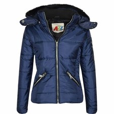 Kids Quilted Puffer Coat Faux Fur Collar Hood Jacket For Girls 2-13 yrs