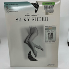 VTG nwt JCPenney Pantyhose Sheer Caress Silky smoke gray Average Control Top