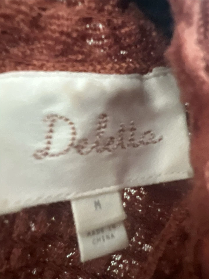 Anthropologie Deletta Amanna 蕾丝缩褶燃烧橙色 S 码长袖上衣 #C — 第 2/4 张图片