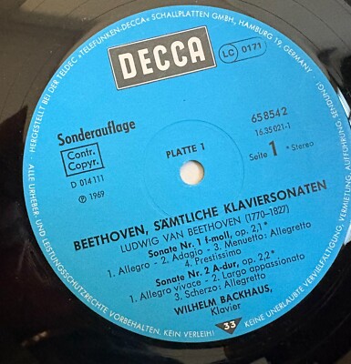 WILHELM BACKHAUS / BEETHOVEN the piano sonatas / DECCA | eBay