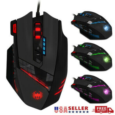 Wired Mouse 12Button USB Optical 4 Adjustable DPI Backlight f/PC Laptop K0F8