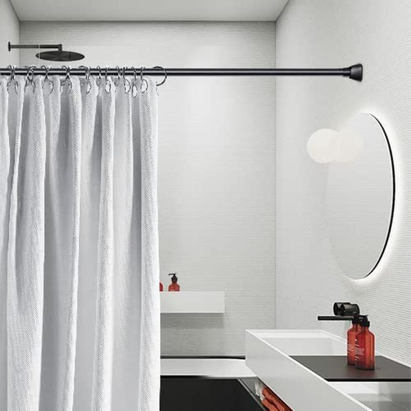Matte Black Shower Curtain Rod for Bathroom, No Drill, RustProof, 45