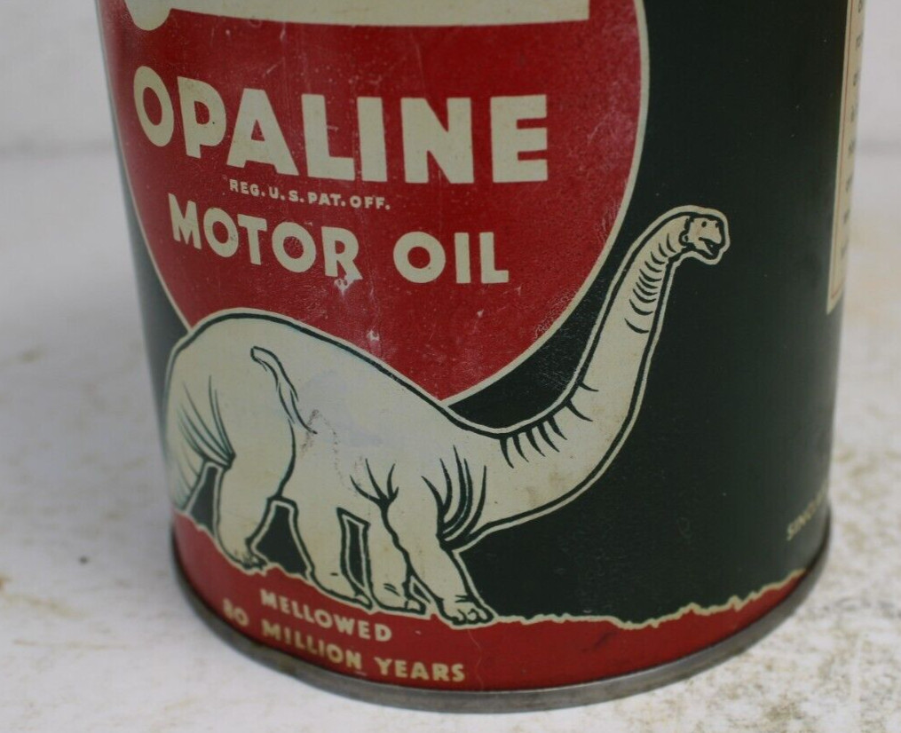 1930's era SINCLAIR DINOSAUR OPALINE MOTOR OIL Old Solder Seam Tin 1 qt.  Can – ASA College: Florida