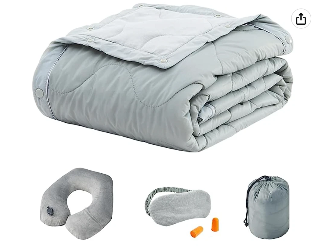 4-in-1 Airplane Essentials-Travel Blanket and Pillow Set for Airplanes -  Includ | eBay