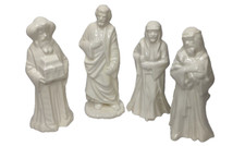 Vintage White Glazed Nativity Figures Hand Ma...