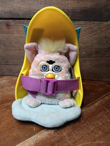  Furby Baby 1999 Rare Coral  Silver-Blue Eyes Pink 