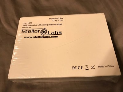 New Stellar Labs 33-11625 VGA Video to HDMI Converter plus L/R Analog Audio