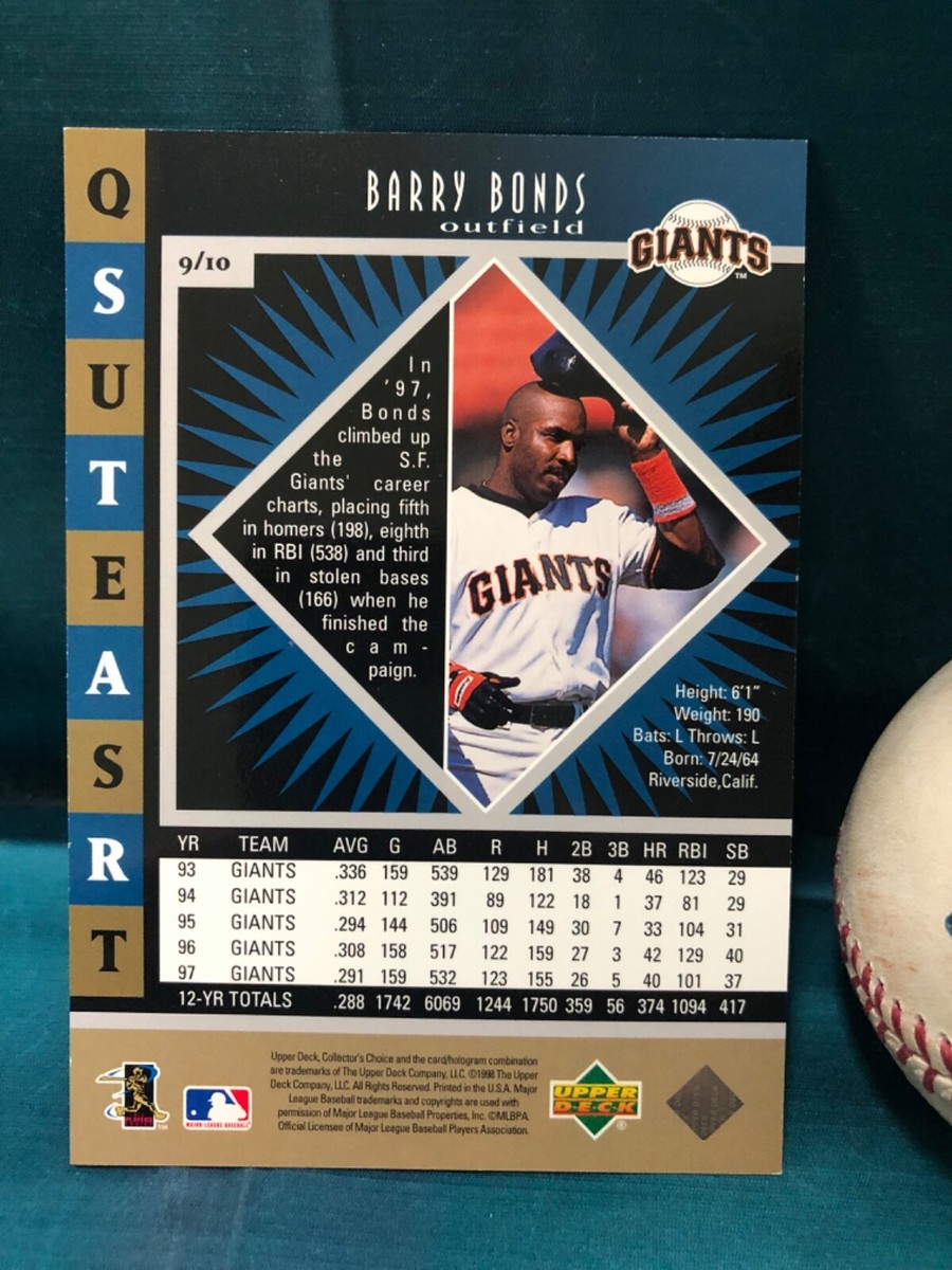 BARRY BONDS 1998 Collector's Choice Starquest #9 Jumbo San