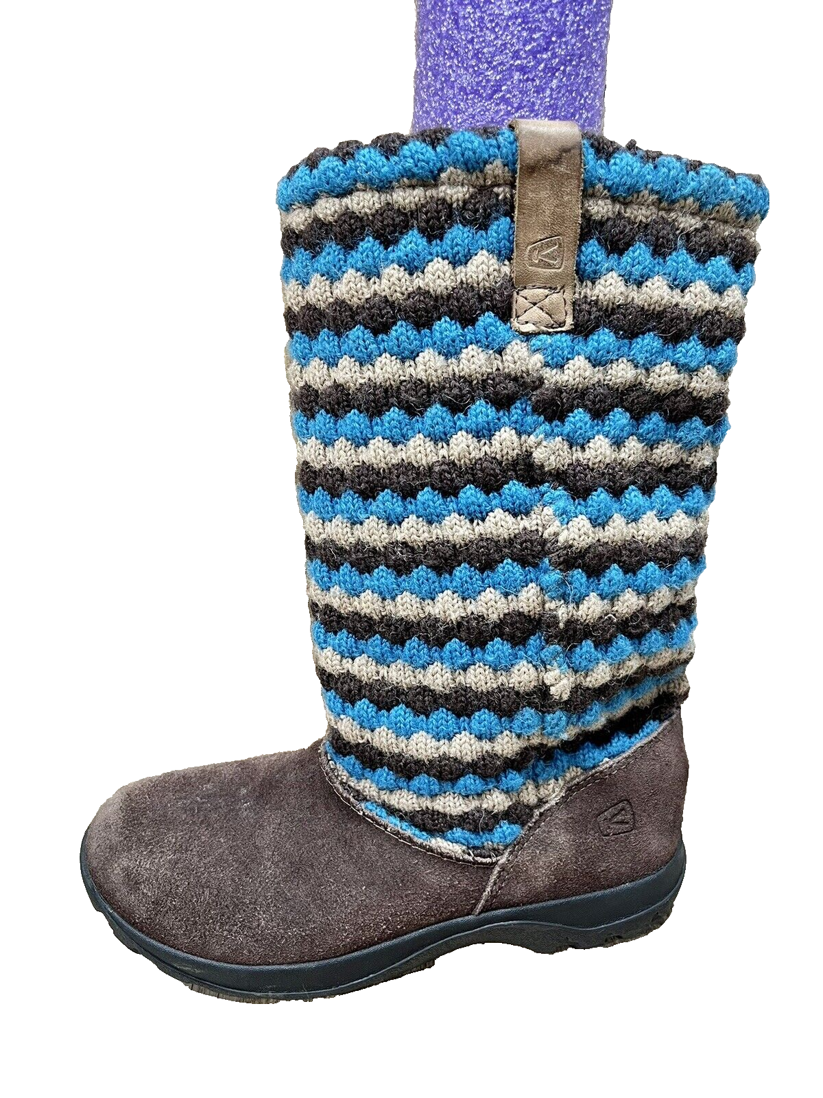 Stivali KEEN Ragazze Giovani 3 Marrone Blu Auburn Daphne 9641 Scamosciato Maglia Vitello Pile