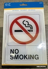 No Smoking Symbol Sign 5" X 7" SELF-ADHESIVE PLASTIC HILLMAN 841770