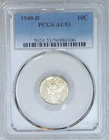 1940-D Mercury Dime PCGS AU53 looks FB Frosty Luster Just Graded New Holder A57B