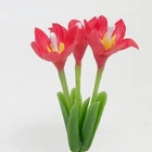 Red Rain Lily Clay Plant Flower Miniature Handmade Dollhouse Decoration