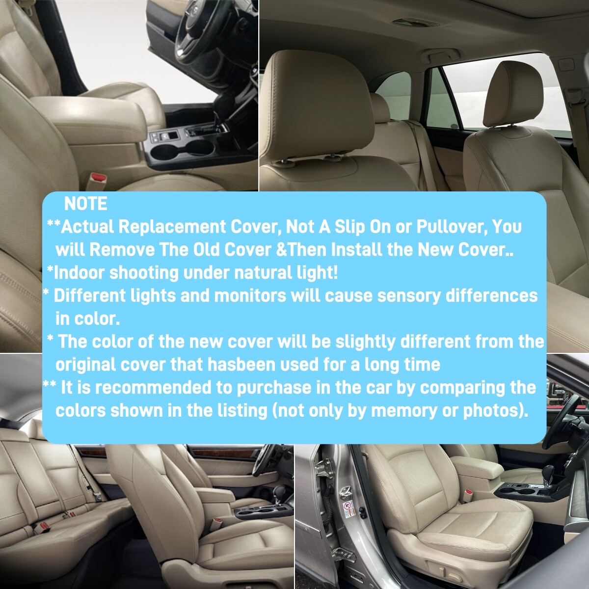 AUXITO Perforated Leather Bottom Seat Cover – Driver Side For Subaru Outback 2015-2019, Ivory Tan, 5 Year Warranty