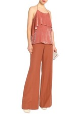 Alice + Olivia Marybeth Antique Rose Velvet Ruffle Top Blouse NWT $285