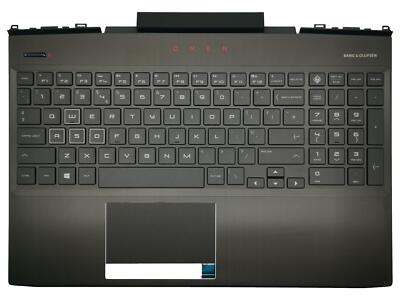 HP Omen 15-DC Palmrest Touchpad Cover Keyboard UK Black/White