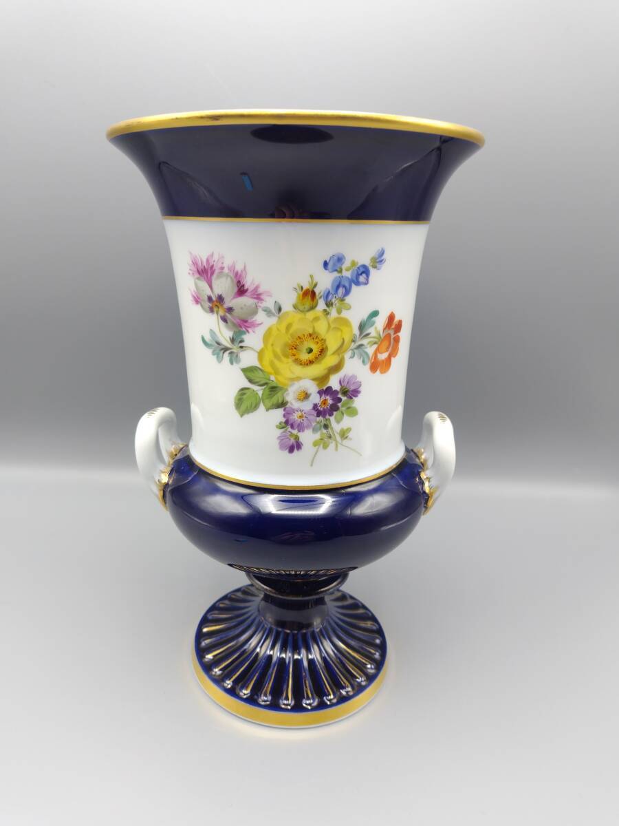 Meissen Vase 24cm Cobalt Blue Gold Flower Vase Antique 1924-1933 Interior Japan