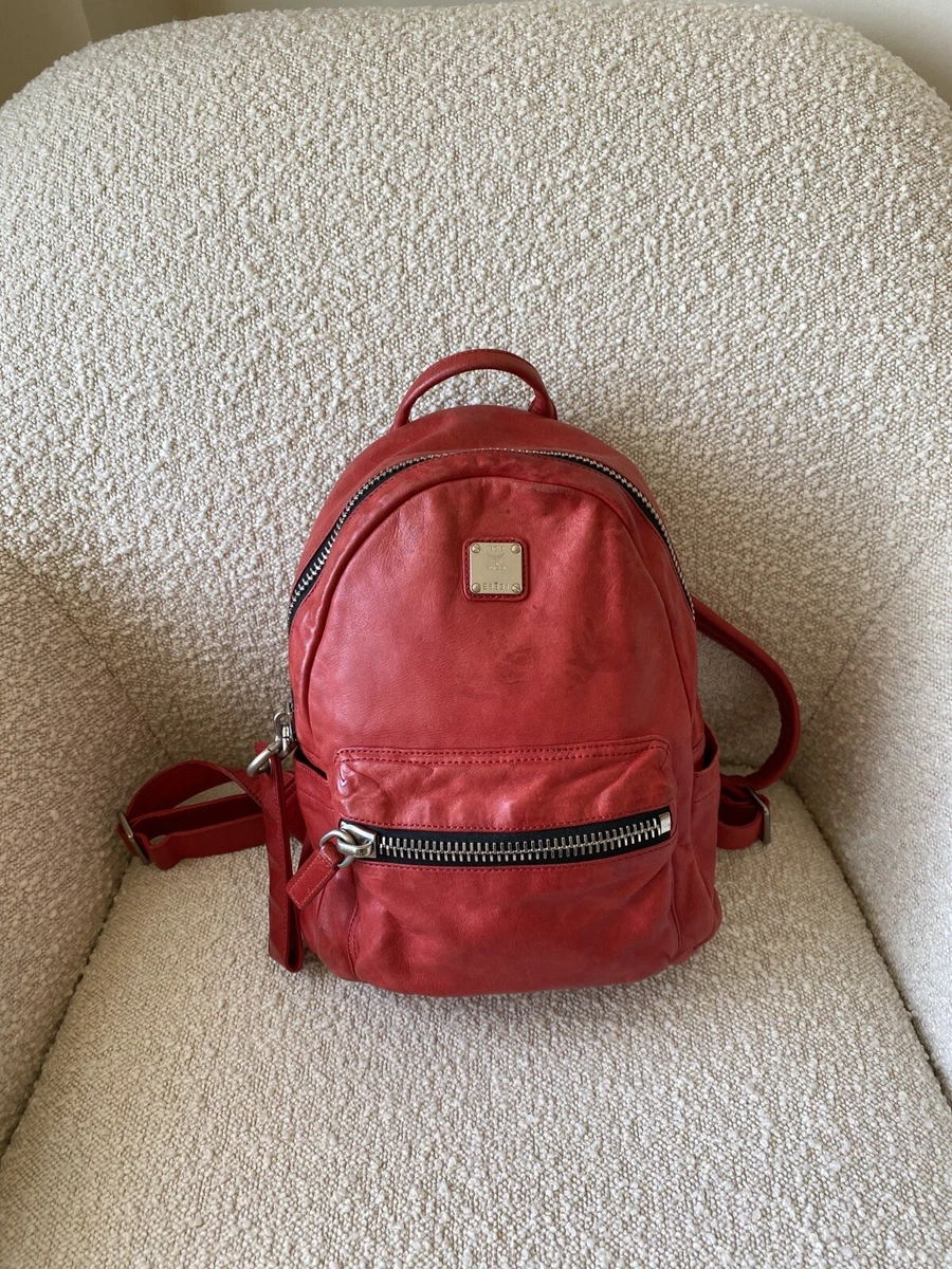 MCM, Bags, Authentic Medium Red Mcm Backpack