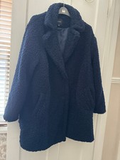 Simplybe Navy Teddy Fur Coat Size 26
