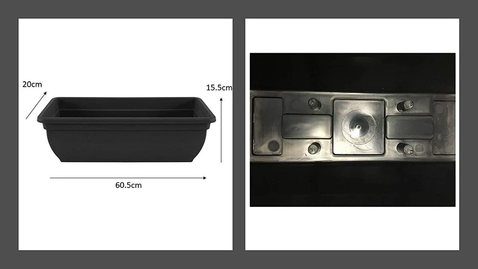 2 x Trough Plant Pot Long Plastic Planter Outdoor Garden Window Herb Flower Box - Image 3 of 4