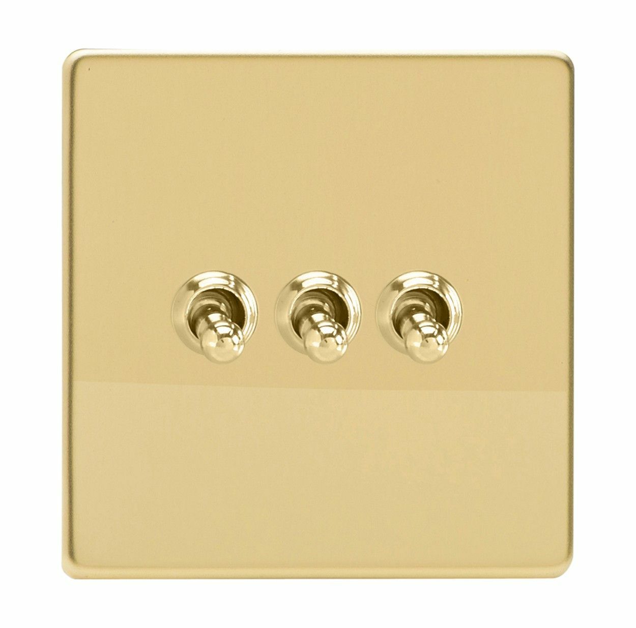Varilight XDVT3S Screwless Polished Brass 3 Gang 1 or 2 Way Toggle Light Switch