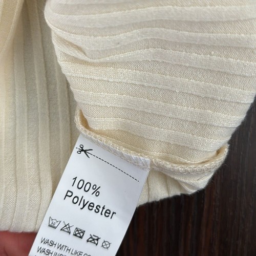 Ribbed women's midi beige dress Sz XL - Picture 6 of 7