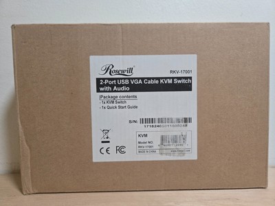 Rosewill RKV-17001 2-Port USB Cable KVM Switch with Audio - NEW
