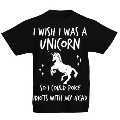 Kids Childrens Wish I Was A Unicorn So Could Poke Idiots Funny Sweatshirt Jumper