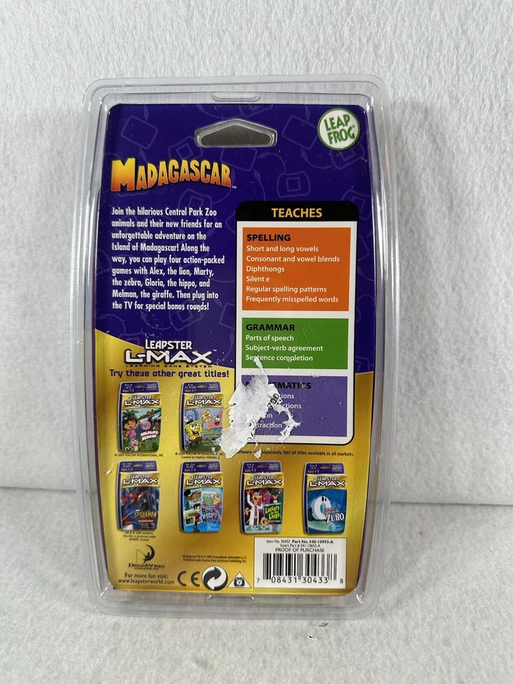 LeapFrog Leapster L-Max Learning Game System Cartridge Madagascar Ages 6-8 - Image 2 of 2