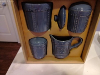 Signature Sorrento Mediterranean Blue sugar+creamer+salt&pepper shakers new box