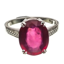 NATURAL RUBY JULY BIRTHSTONE 925 STERLING SILVER DAINTY MIIMAL ANNIVERSARY RING