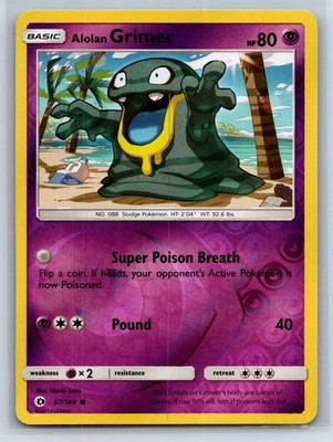 Alolan Grimer 57/149 Common SM Base Set Pokemon Reverse Holo Lightly Played