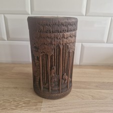 Vintage Chinese Bamboo Brush Pot With Lid