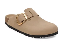 NIB Birkenstock Boston Big Buckle Leather Clog in Tobacco Brown Narrow 1030425